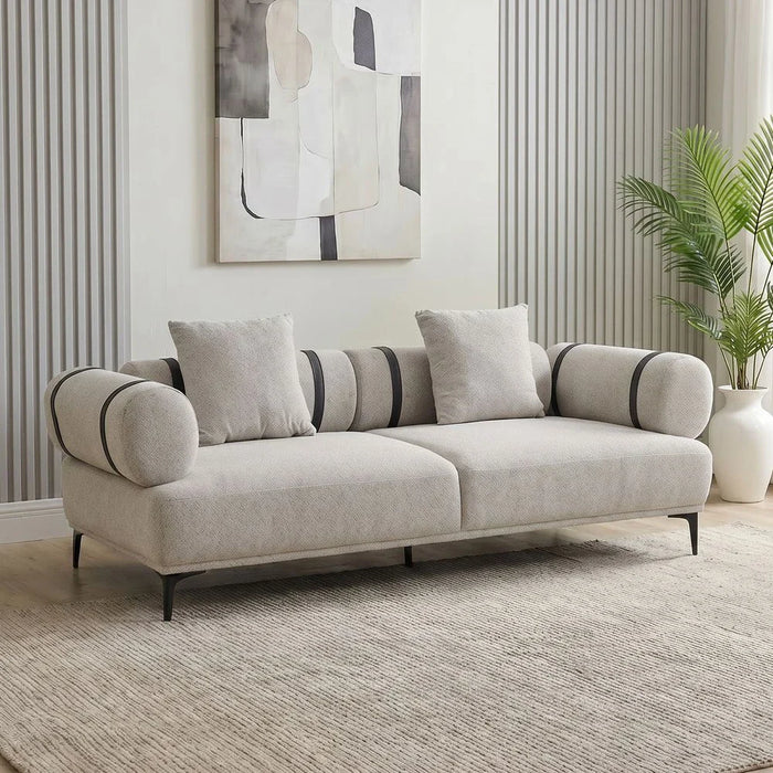 Evie 3 Seater Fabric Sofa - Light Grey / Dark Grey