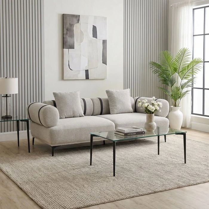 Evie 3 Seater Fabric Sofa - Light Grey / Dark Grey