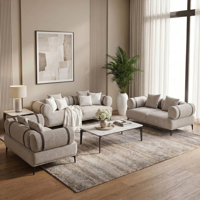 Evie 3 Seater Fabric Sofa - Light Grey / Dark Grey