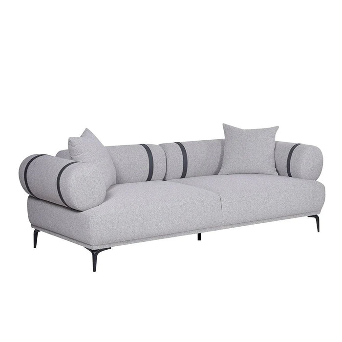 Evie 3 Seater Fabric Sofa - Light Grey / Dark Grey