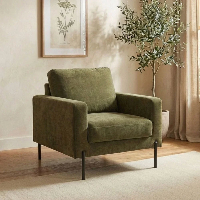 Benji 1 Seater Fabric Sofa - Green