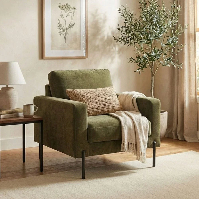 Benji 1 Seater Fabric Sofa - Green