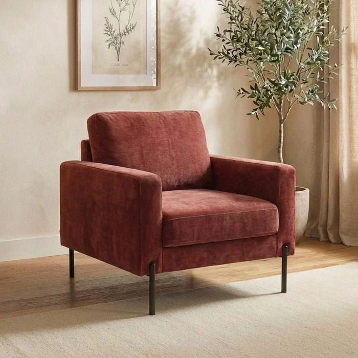 Benji 1 Seater Fabric Sofa - Red