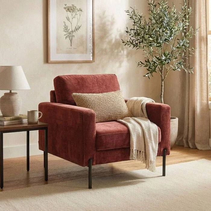 Benji 1 Seater Fabric Sofa - Red
