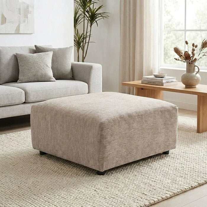 Benjo Ottoman Fabric Modular Sofa - Champagne - With 2-Year Warranty