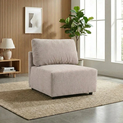 Benjo 1 Seater Armless Fabric Modular Sofa - Champange