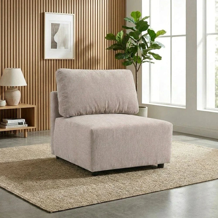 Benjo 1 Seater Armless Fabric Modular Sofa - Champange