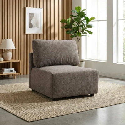 Benjo 1 Seater Armless Fabric Modular Sofa - Brown - With 2-Year Warranty