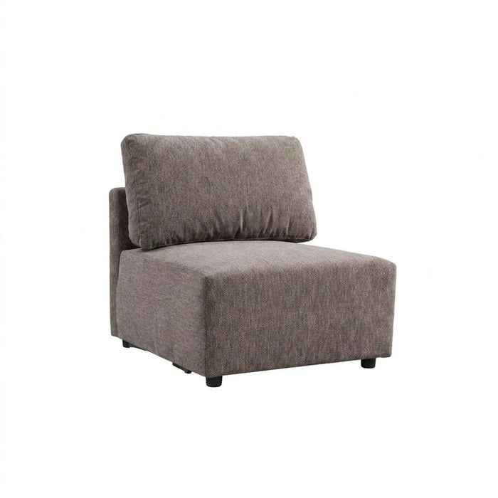 Benjo 1 Seater Armless Fabric Modular Sofa - Brown - With 2-Year Warranty