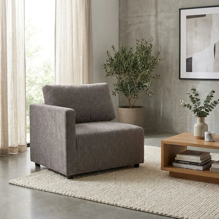 Benjo 1 Seater Left Arm Fabric Modular Sofa - Brown
