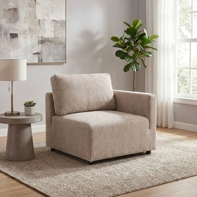 Benjo 1 Seater Right Arm Fabric Modular Sofa - Champagne - With 2-Year Warranty