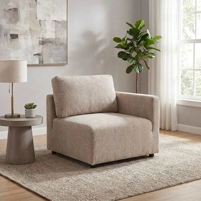 Benjo 1 Seater Right Arm Fabric Modular Sofa - Champagne - With 2-Year Warranty