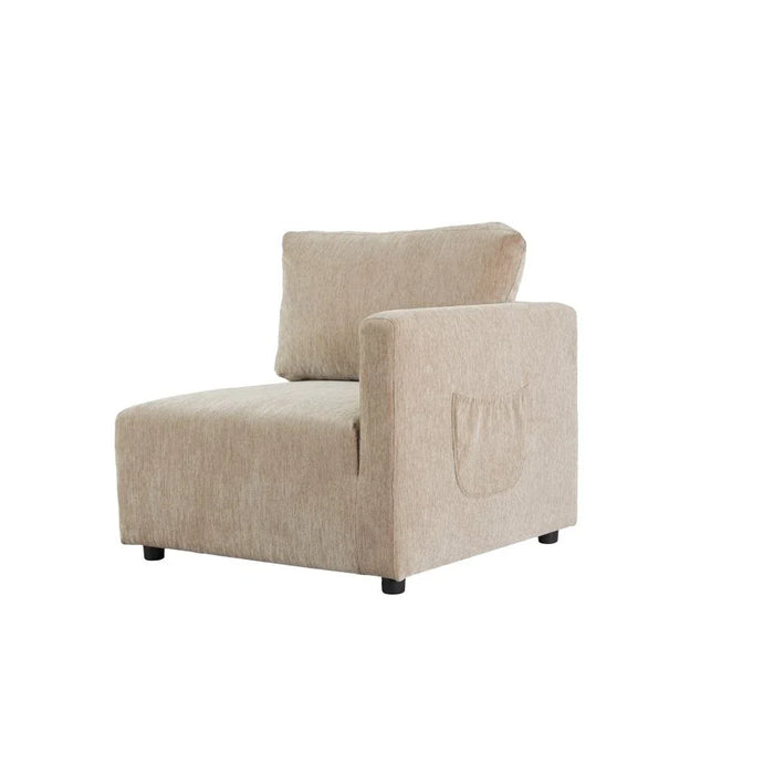 Benjo 1 Seater Right Arm Fabric Modular Sofa - Champagne - With 2-Year Warranty