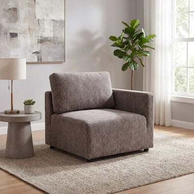 Benjo 1 Seater Right Arm Fabric Modular Sofa - Brown