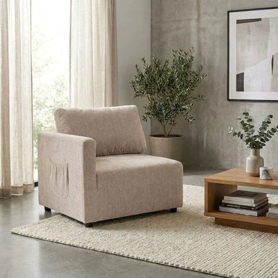 Benjo 1 Seater Left Arm Fabric Modular Sofa - Champange