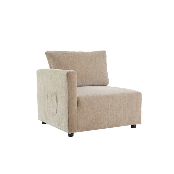 Benjo 1 Seater Left Arm Fabric Modular Sofa - Champange
