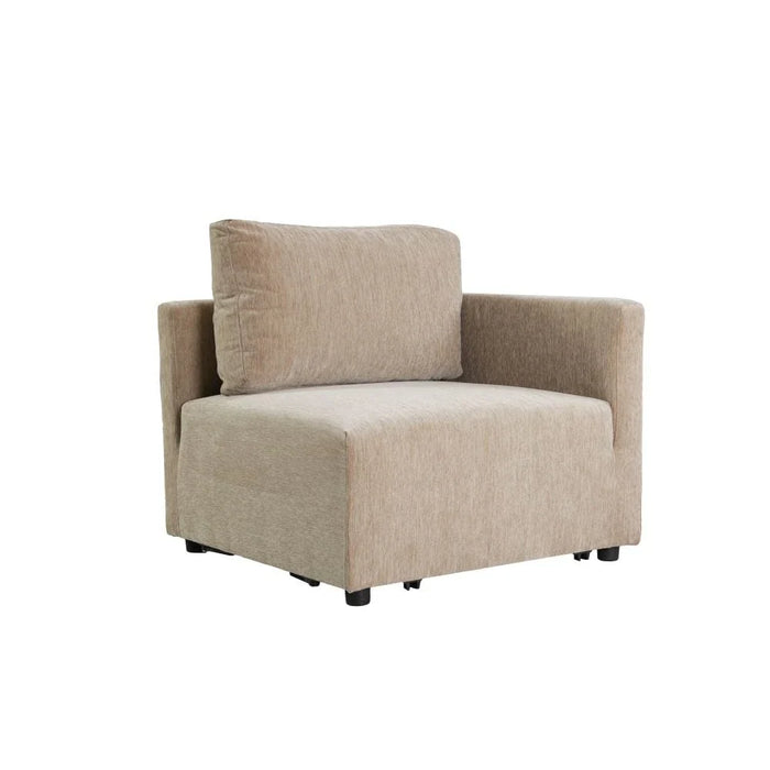 Benjo Corner Wedge Fabric Modular Sofa - Champagne - With 2-Year Warranty