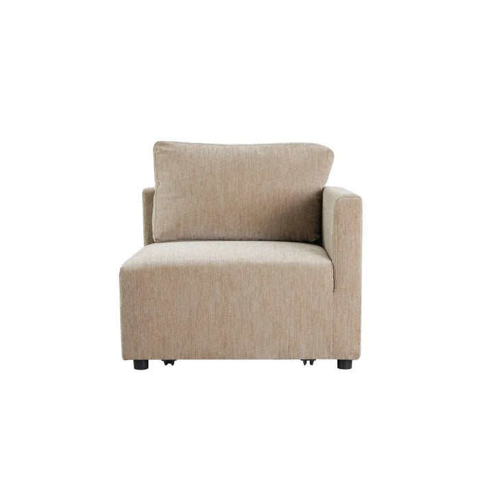Benjo Corner Wedge Fabric Modular Sofa - Champagne - With 2-Year Warranty
