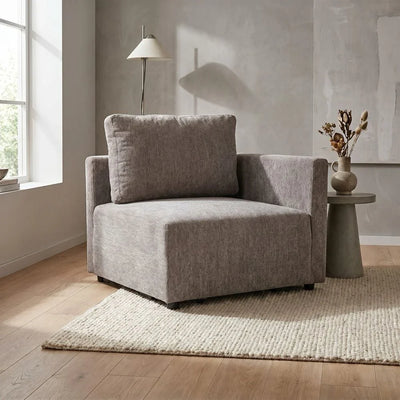 Benjo Corner Wedge Fabric Modular Sofa - Brown