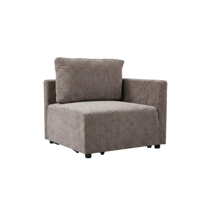Benjo Corner Wedge Fabric Modular Sofa - Brown