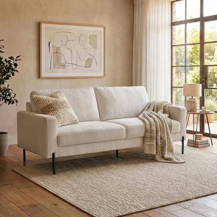 Benji 2-Seater Fabric Sofa - Beige - With 2-Year Warranty