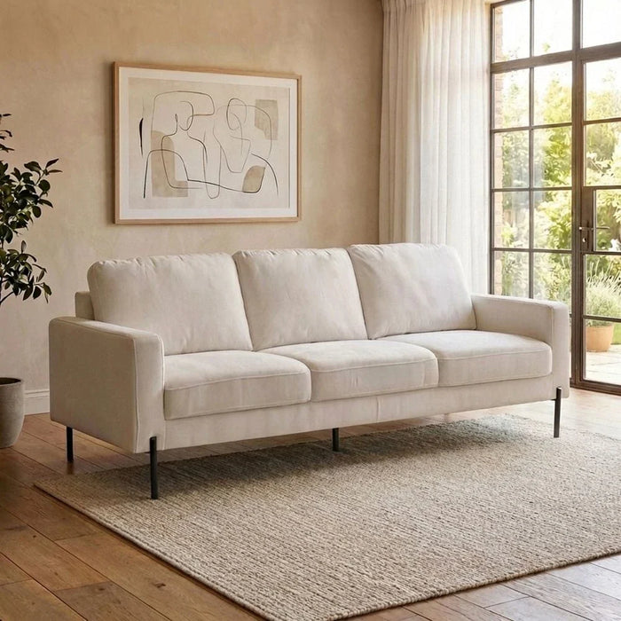 Benji 3-Seater Fabric Sofa - Beige - With 2-Year Warranty