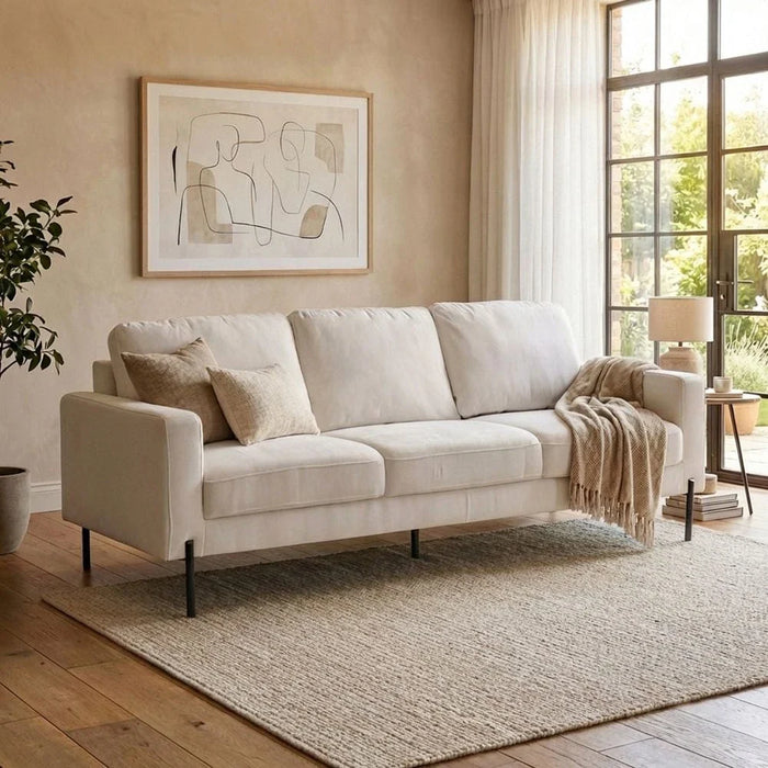 Benji 3-Seater Fabric Sofa - Beige - With 2-Year Warranty