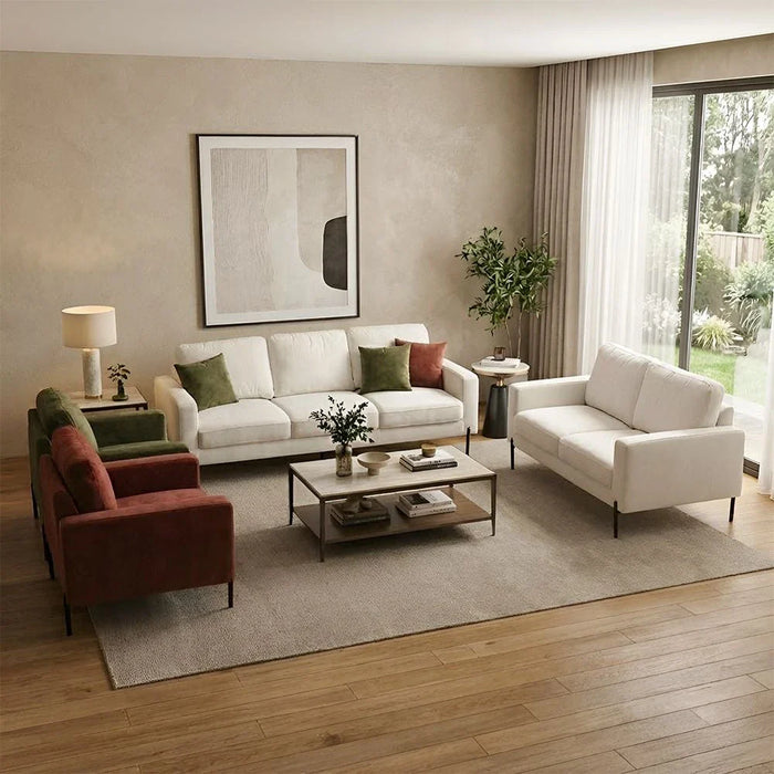 Benji 3-Seater Fabric Sofa - Beige - With 2-Year Warranty