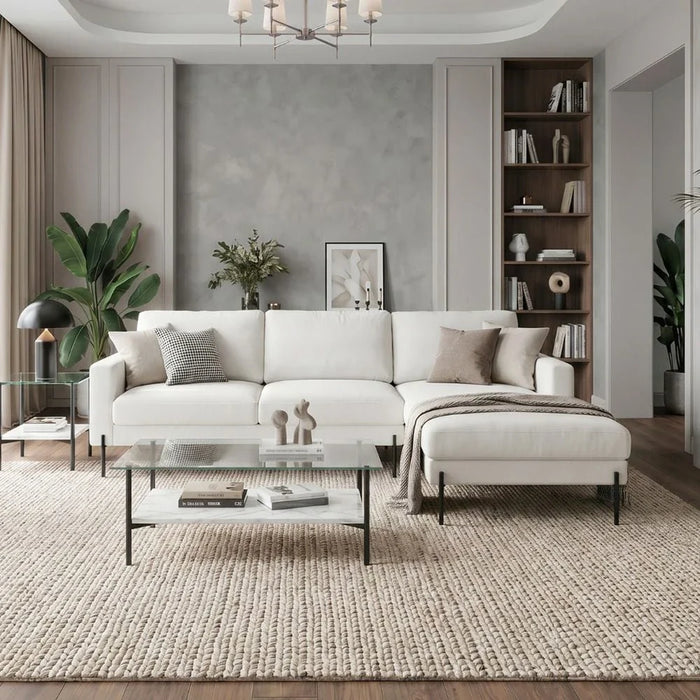 Brandon Fabric Right Corner Sofa - Beige