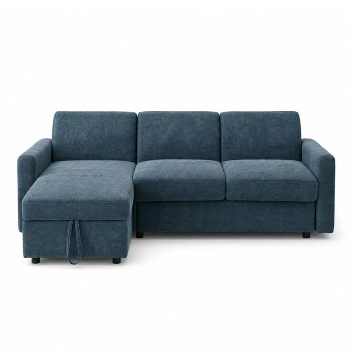 Darion 3-Seater Fabric Left Corner Sofa Bed with Storage - Blue - With 2-Year Warranty