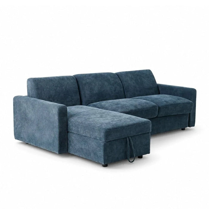 Darion 3-Seater Fabric Left Corner Sofa Bed with Storage - Blue - With 2-Year Warranty