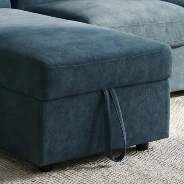 Darion 3-Seater Fabric Left Corner Sofa Bed with Storage - Blue - With 2-Year Warranty
