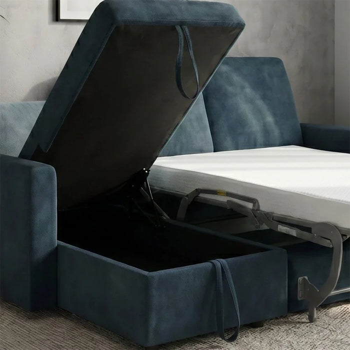 Darion 3-Seater Fabric Left Corner Sofa Bed with Storage - Blue - With 2-Year Warranty