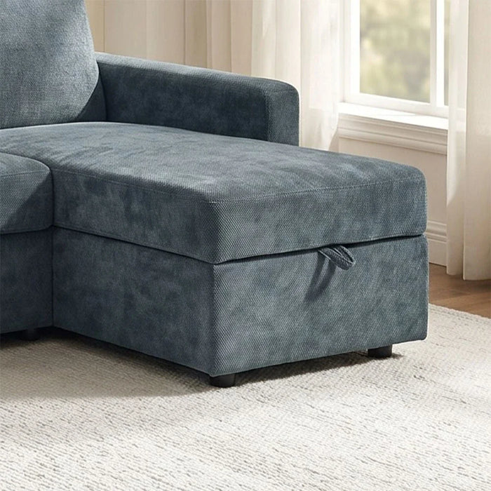 Darion Fabric Right Corner Sofa Bed With  Storage  - Blue
