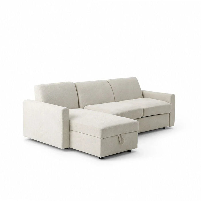 Darion Fabric Left Corner Sofa Bed With  Storage - Beige