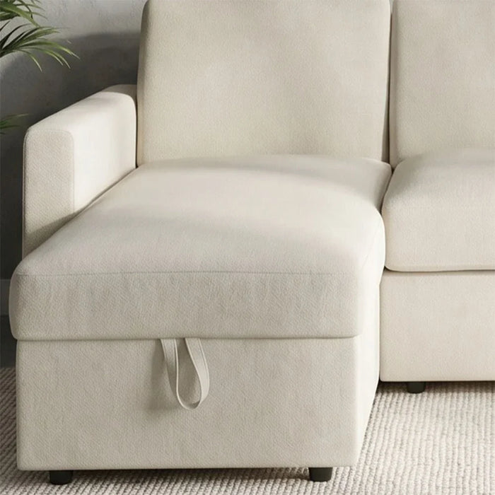 Darion Fabric Left Corner Sofa Bed With  Storage - Beige