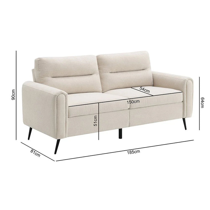 Arjun 3-Seater Fabric Sofa - Beige - With 2-Year Warranty