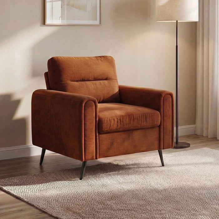 Arjun 1 Seater Fabric Sofa - Rust