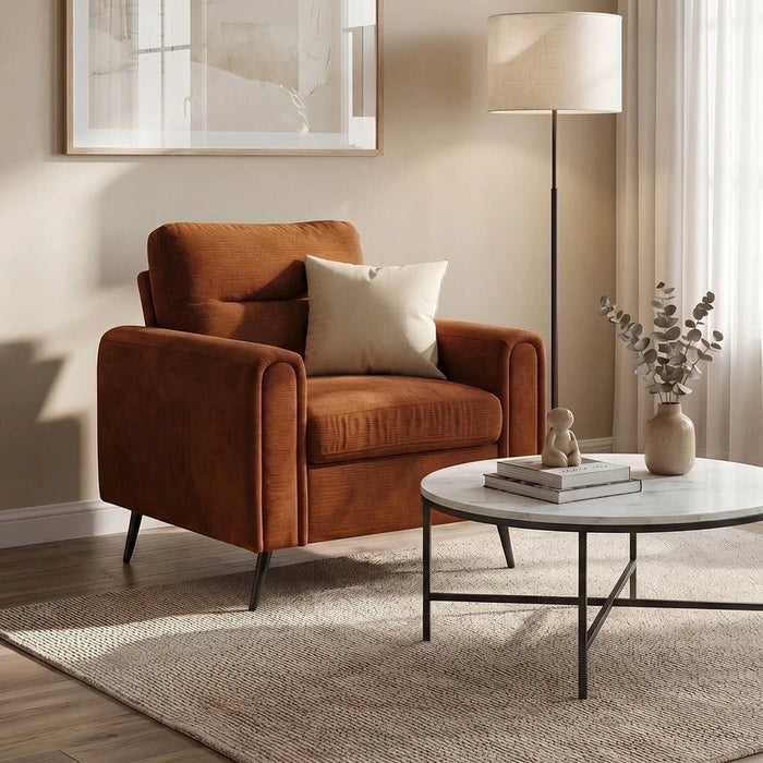 Arjun 1 Seater Fabric Sofa - Rust
