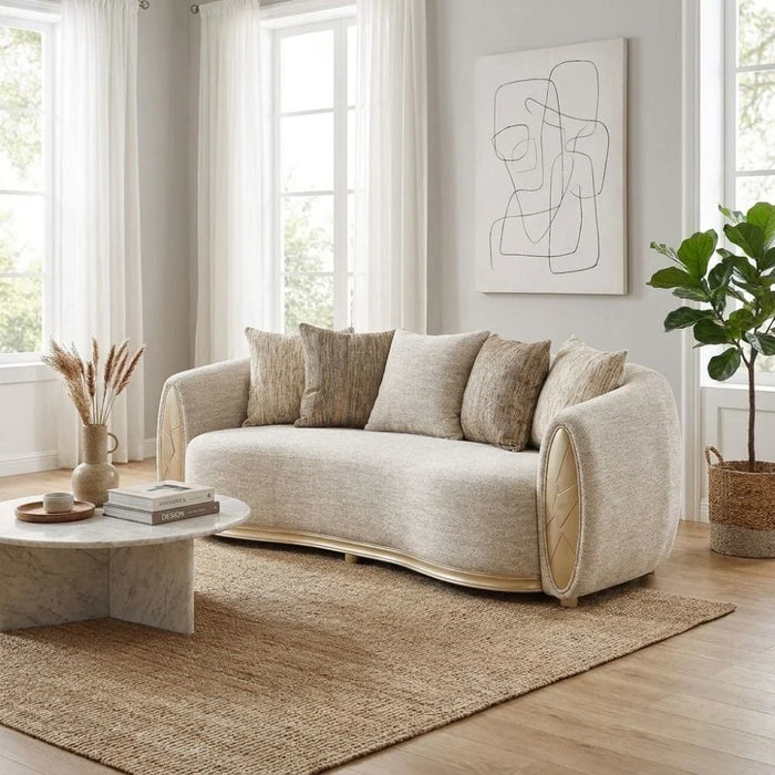 Conrad 3 Seater Fabric Sofa - Light Brown