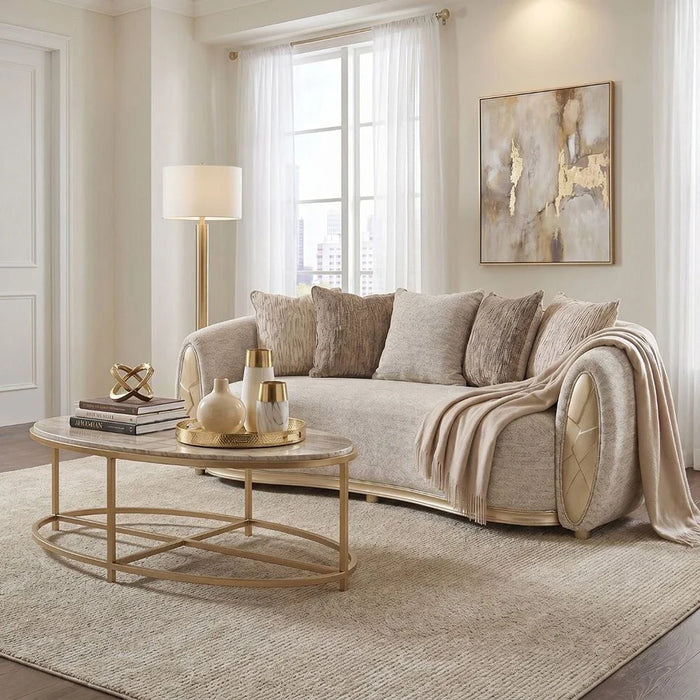 Conrad 3 Seater Fabric Sofa - Light Brown