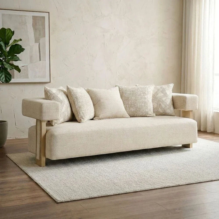 Corey 3 Seater Fabric Sofa - Light Brown
