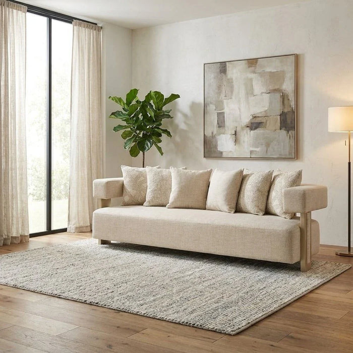 Corey 4 Seater Fabric Sofa - Light Brown