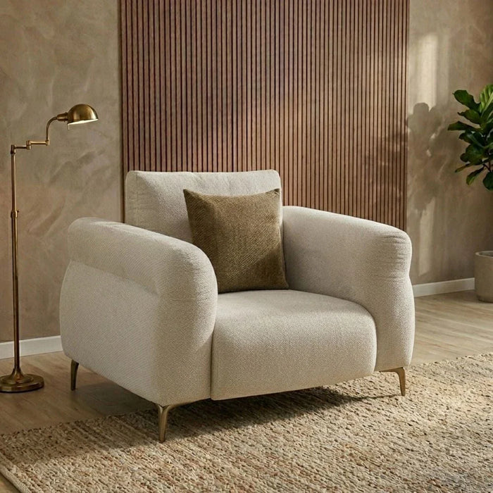 Draven 1 Seater Fabric Sofa - Light Brown