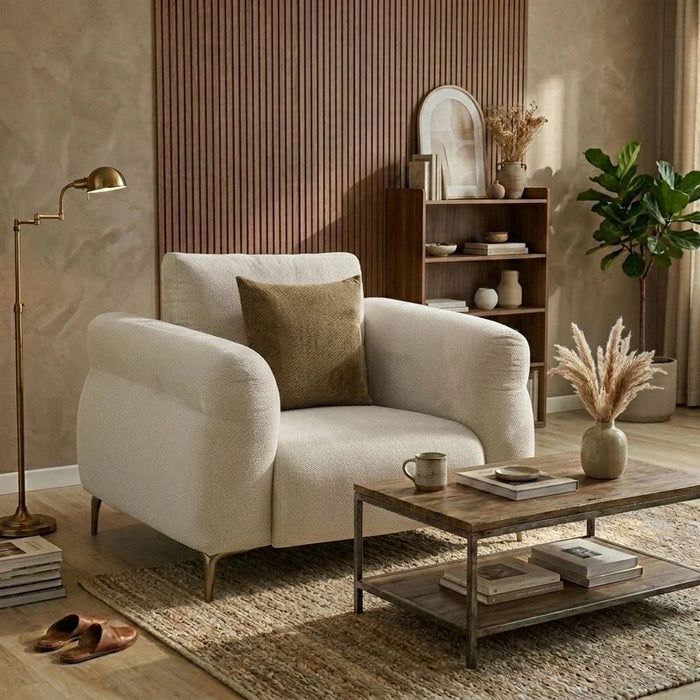 Draven 1 Seater Fabric Sofa - Light Brown