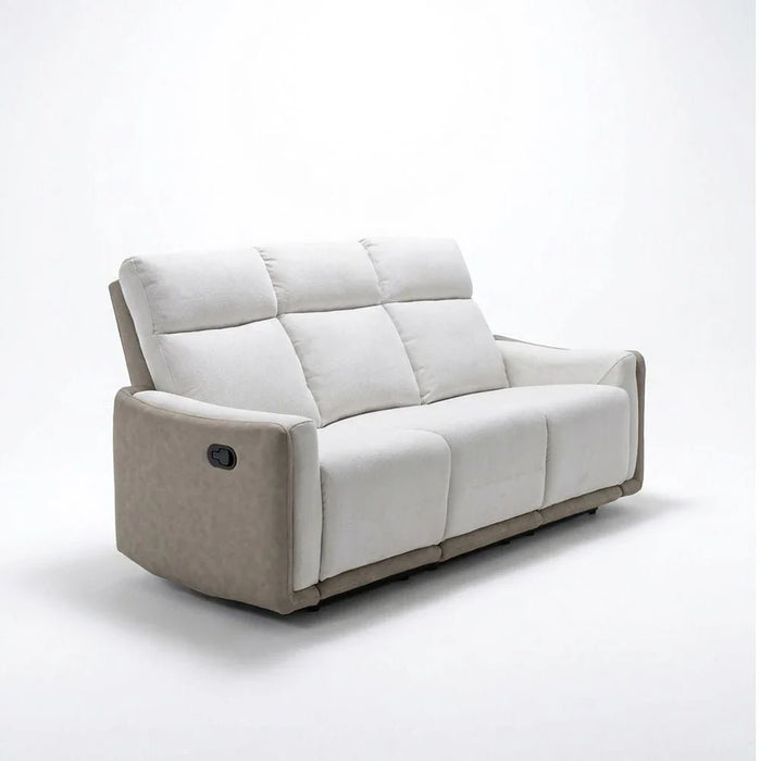 Wilda 3-Seater Fabric Recliner - Beige/Brown - With 2-Year Warranty