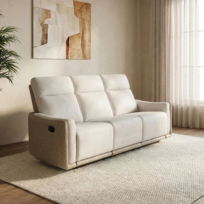 Wilda 3-Seater Fabric Recliner - Beige/Brown - With 2-Year Warranty