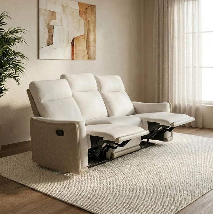 Wilda 3-Seater Fabric Recliner - Beige/Brown - With 2-Year Warranty