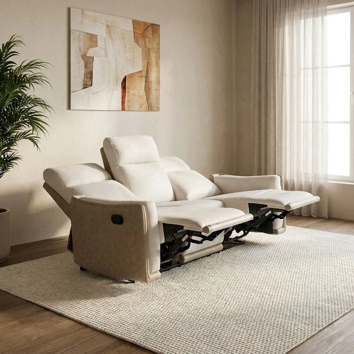 Wilda 3-Seater Fabric Recliner - Beige/Brown - With 2-Year Warranty