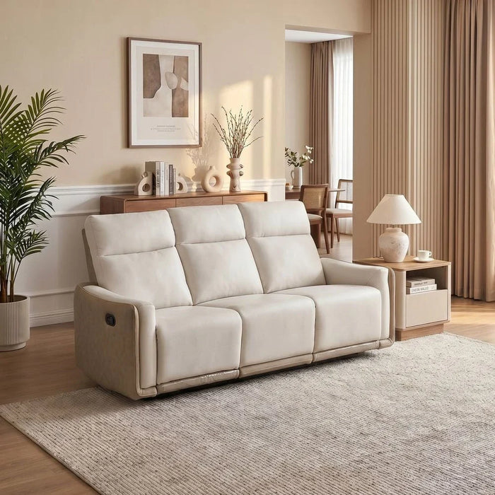 Wilda 3-Seater Fabric Recliner - Beige/Brown - With 2-Year Warranty